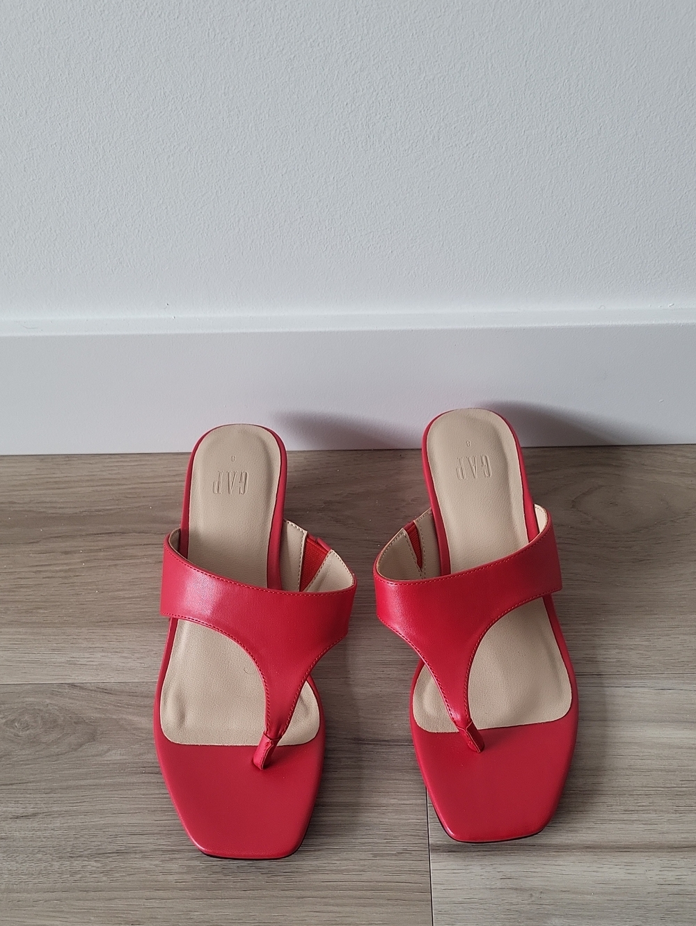 GAP Red Leather Slide-Thong Mules for Women